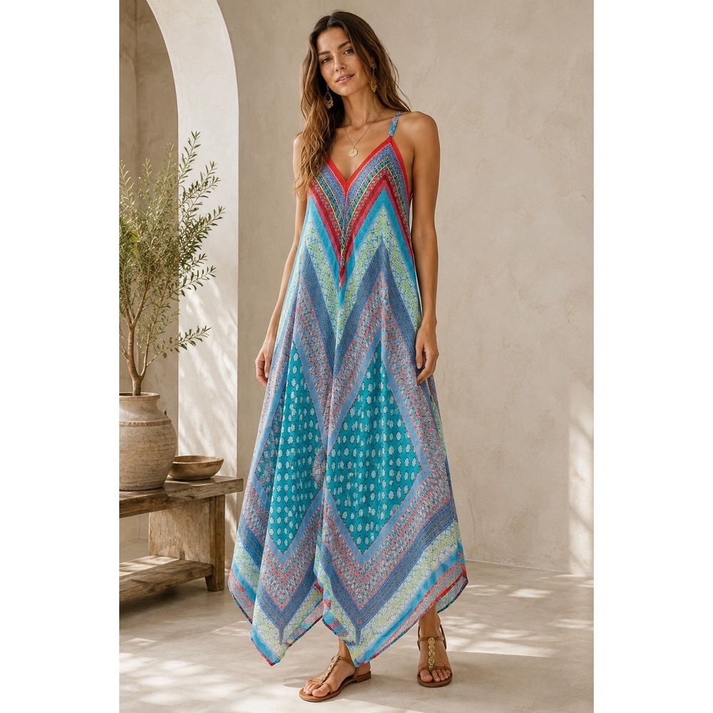 Aratta Silent Journey Maxi Dress One Size Swim Cover Lightweight Cotton Boho